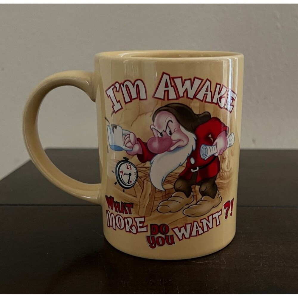 Disney Jerry Leigh Grumpy I'm Awake What More Do You Want 12oz Coffee Tea Mug